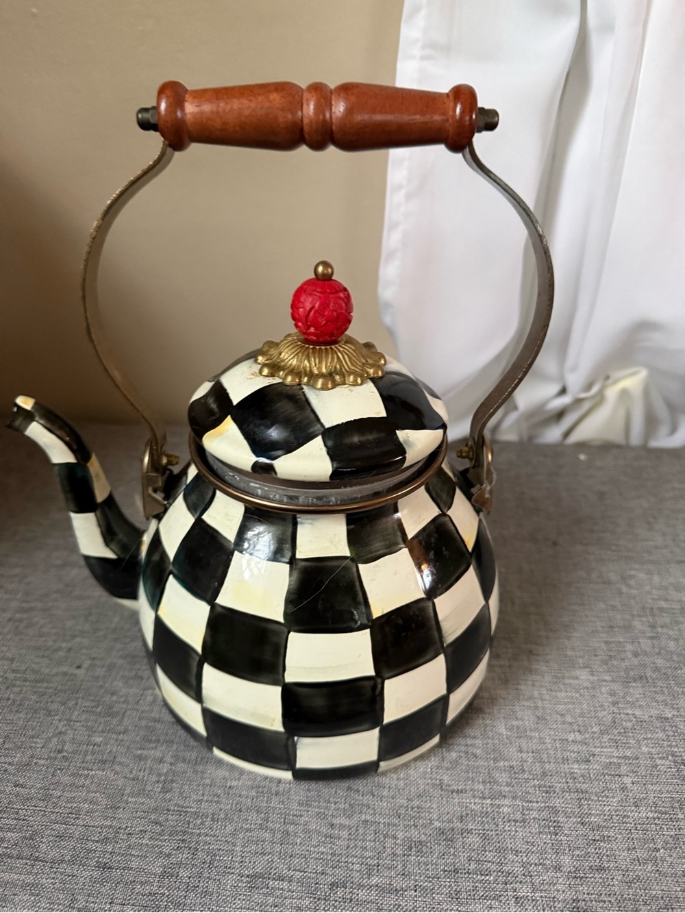 Makenzie-Childs Courtly Check teapot - Picture 3 of 5